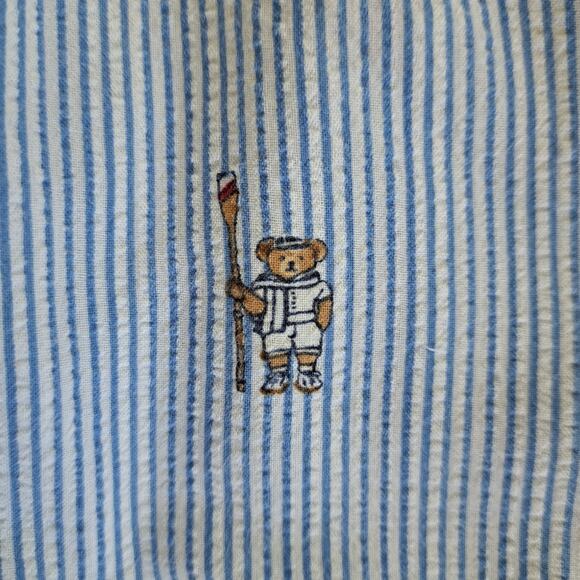 Ralph Lauren POLO Bear Seersucker Stripe Pajama Pant Men's Extra Large Blue - Picture 6 of 8